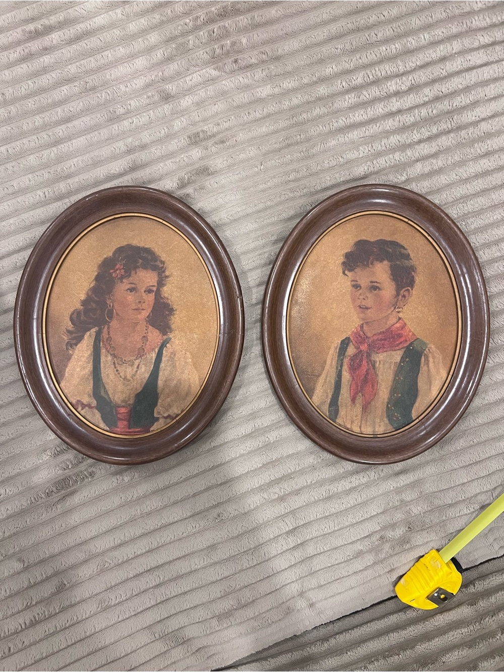 Vintage Anne Allaben “Elena & Chiko” Framed Portrait Prints – Set of 2